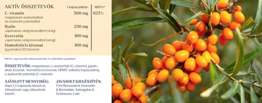YiYa Homoktövis C-vitamin kapszula tabletta összetétel